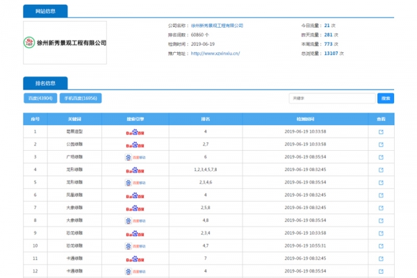 徐州网站推广--徐州新秀景观工程有限公司案例